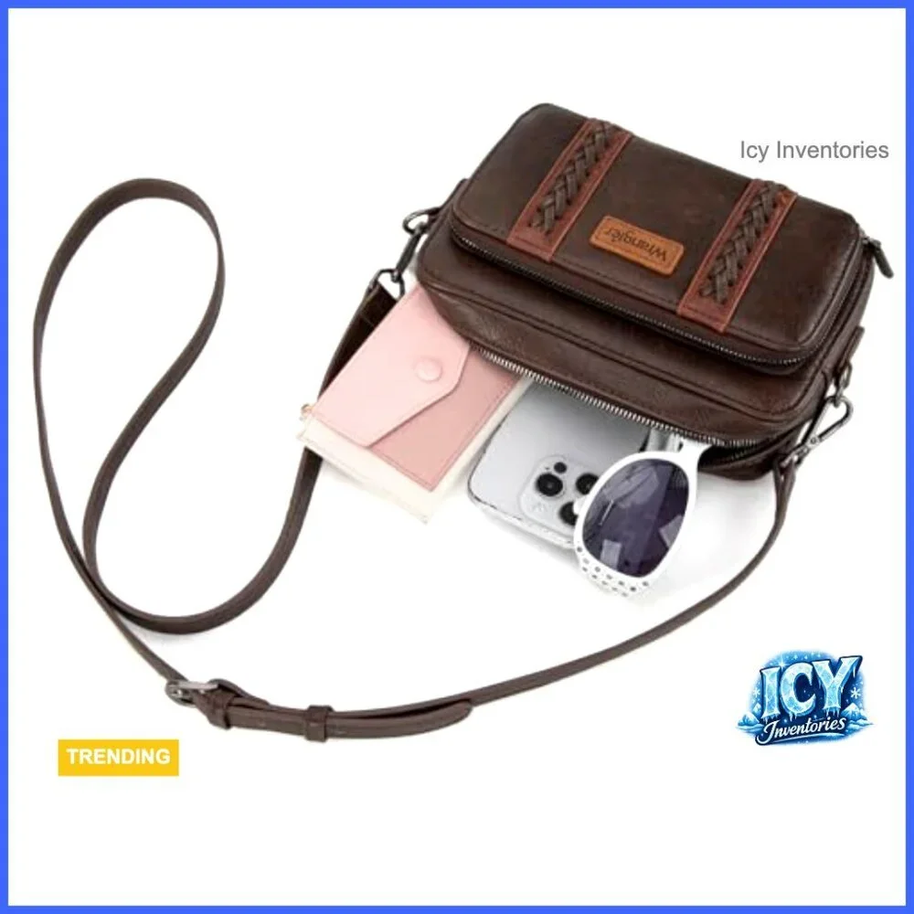 Small Crossbody Bag with Adjustable Strap Multi Pocket Purse